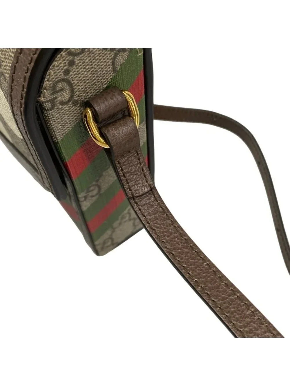 ★SOLD★ Gucci Shoulder Bag Horsebit Beige Dark Brown Multi Leather - Picture 10 of 15